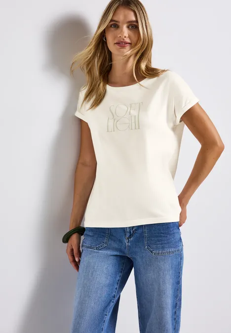 Basic Shirt mit Print off white