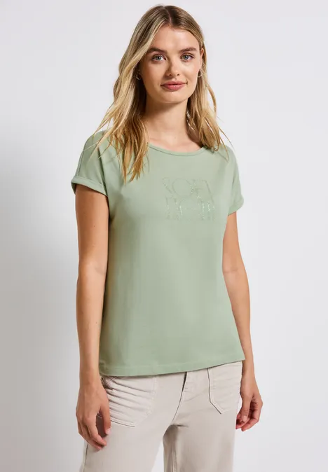 Basic Shirt mit Print soft jade green