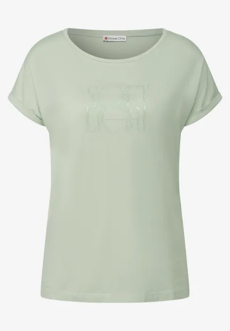 Basic Shirt mit Print soft jade green