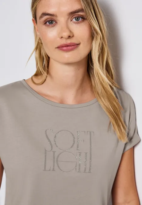 Basic Shirt mit Print tumbled beige