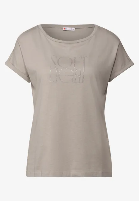 Basic Shirt mit Print tumbled beige