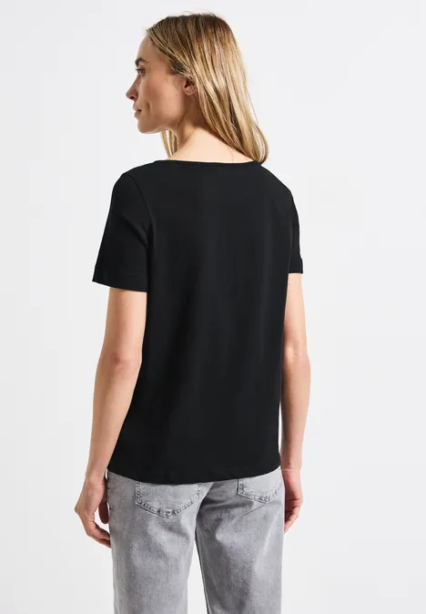 Basic Shirt mit Print Black
