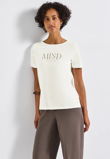 Basic Shirt mit Print off white Basic Shirt mit Print off white