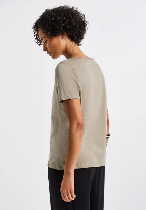 Basic Shirt mit Print tumbled beige