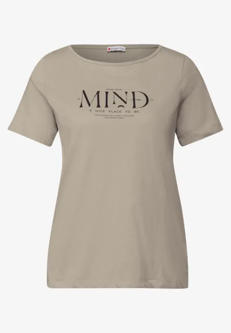 Basic Shirt mit Print tumbled beige