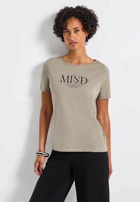 Basic Shirt mit Print tumbled beige