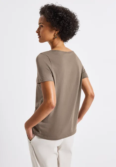 Basic Shirt mit Print dark tumbled beige