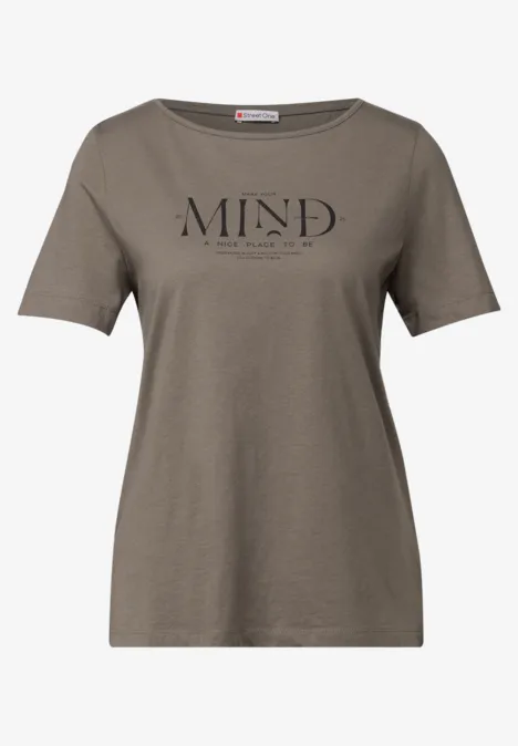 Basic Shirt mit Print dark tumbled beige