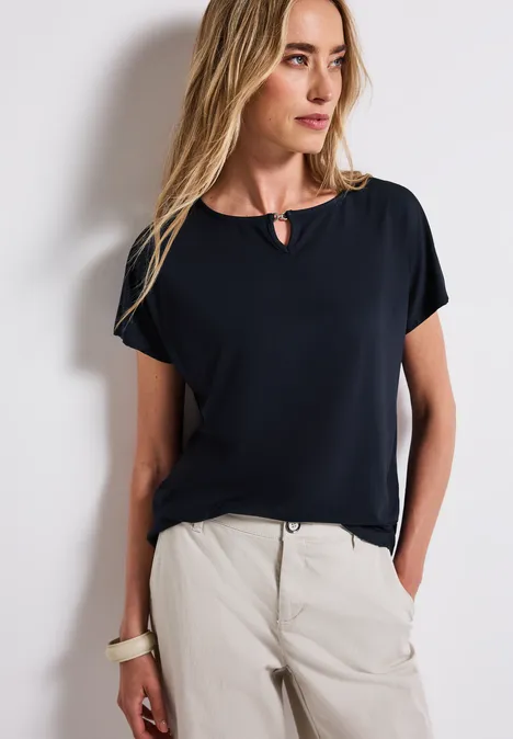 Jersey-Shirt mit Cut-Out deep blue