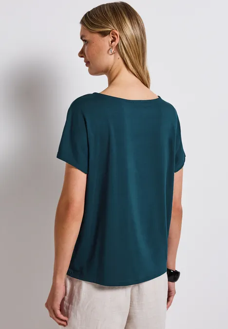 Jersey-Shirt mit Cut-Out tide blue