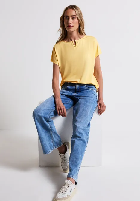 Jersey-Shirt mit Cut-Out buttercream yellow