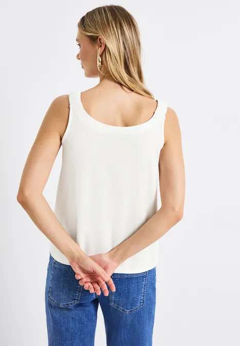 Top mit Raffung off white