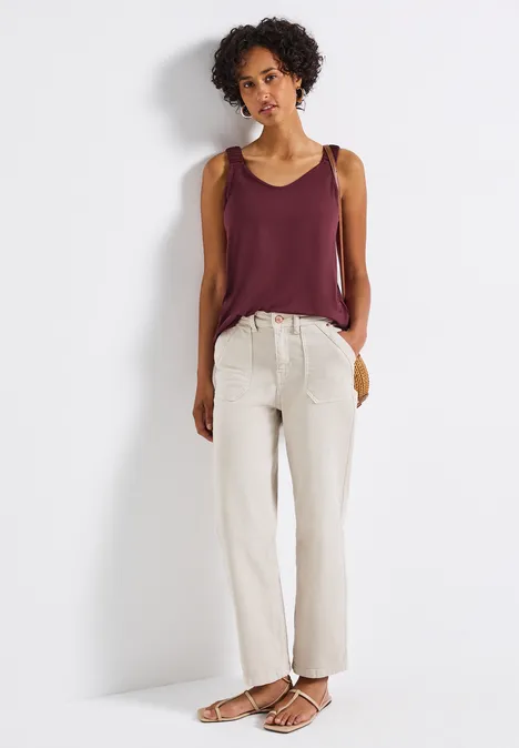 Top mit Raffung dark cherry red Top mit Raffung dark cherry red