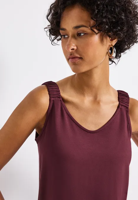 Top mit Raffung dark cherry red Top mit Raffung dark cherry red