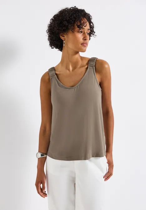 Top mit Raffung dark tumbled beige