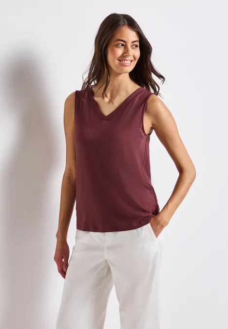 V-Neck Top dark cherry red