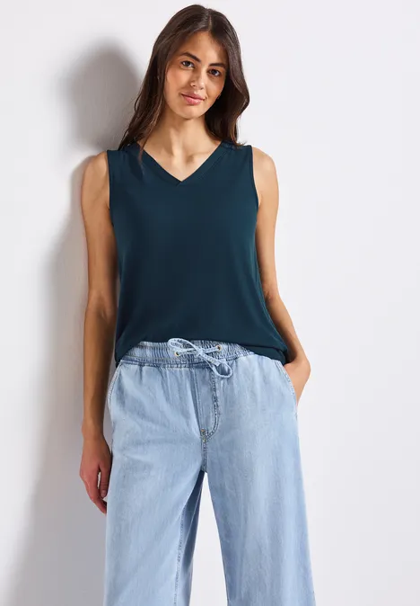 V-Neck Top tide blue