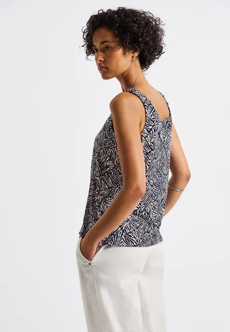 Print-Top mit Raffung deep blue Print-Top mit Raffung deep blue