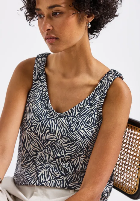 Print-Top mit Raffung deep blue Print-Top mit Raffung deep blue