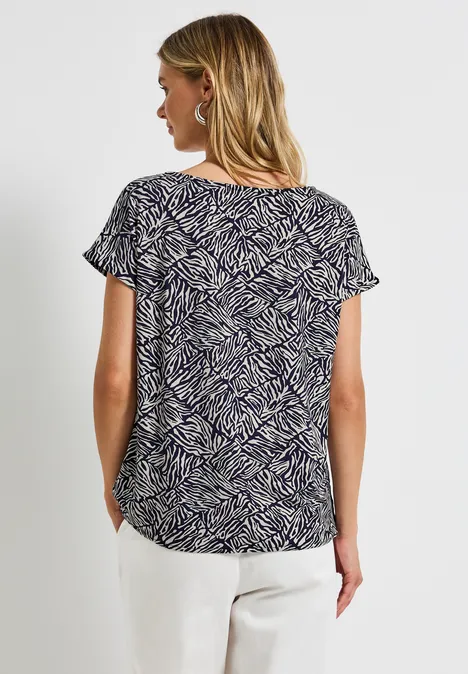 Print-Shirt mit Cut-Out deep blue