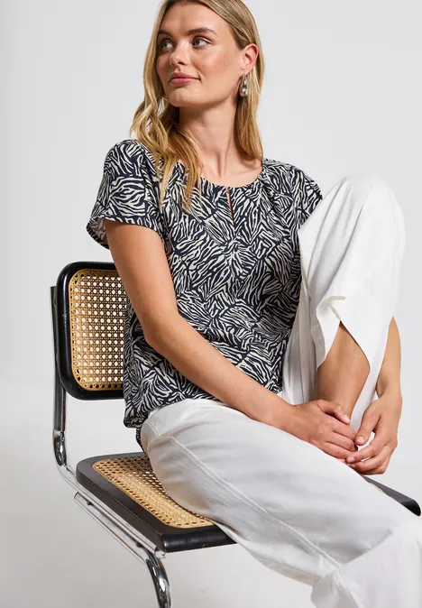 Print-Shirt mit Cut-Out deep blue