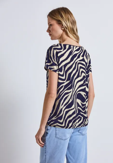 Print-Shirt mit Cut-Out deep blue