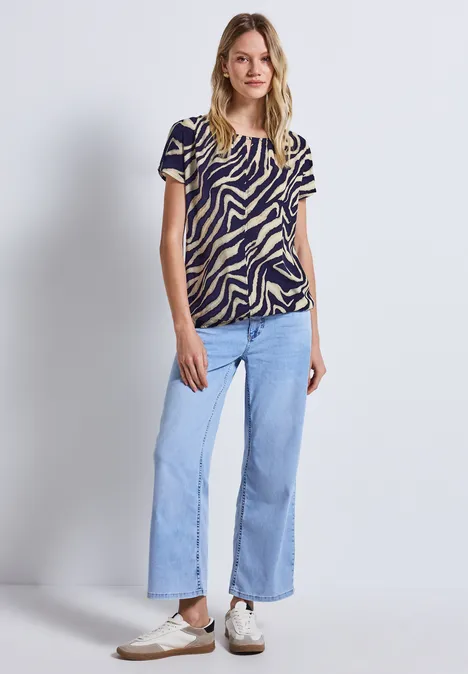 Print-Shirt mit Cut-Out deep blue