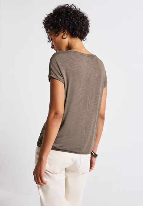 Shirt mit Spitzendetails dark tumbled beige Shirt mit Spitzendetails dark tumbled beige