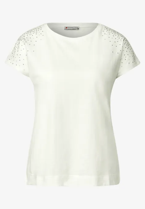 Shirt mit Schmucksteinen off white