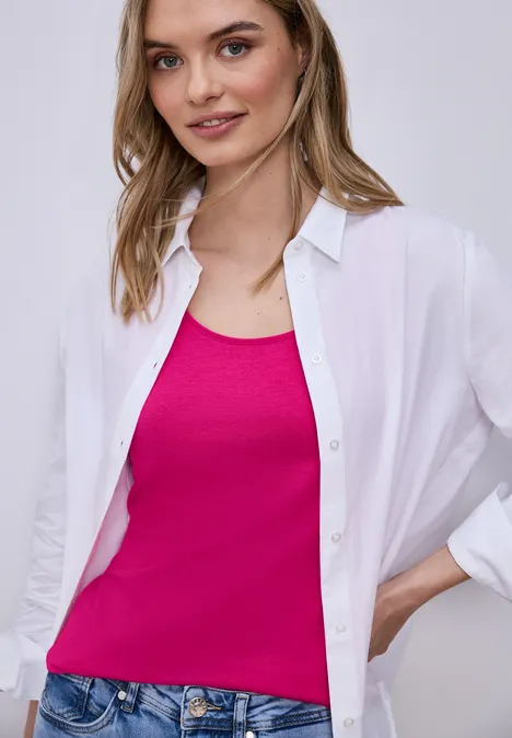 Basic top met ronde hals in jersey magenta dream