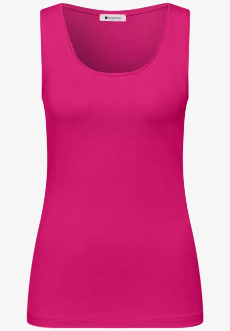 Basic top met ronde hals in jersey magenta dream
