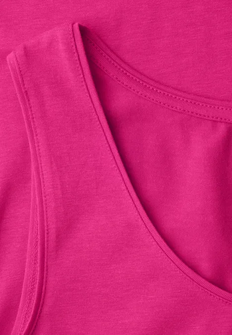 Basic top met ronde hals in jersey magenta dream