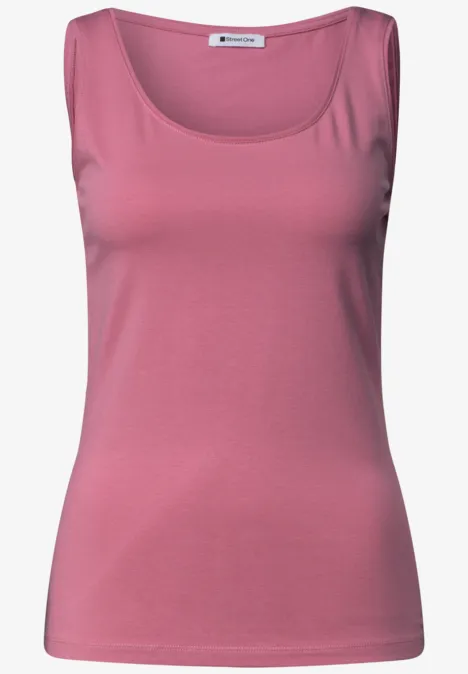 Basic Top mit Rundhals aus Jersey blush berry Rosa ärmelloses Damen-Top mit Rundhalsausschnitt.