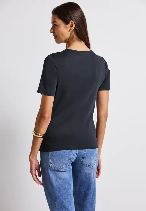 T-Shirt mit Herzausschnitt deepwater blue T-Shirt mit Herzausschnitt deepwater blue