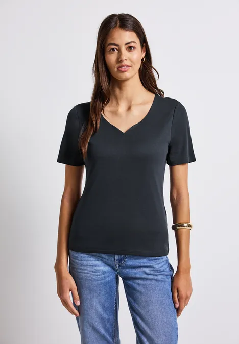 T-Shirt mit Herzausschnitt deepwater blue T-Shirt mit Herzausschnitt deepwater blue