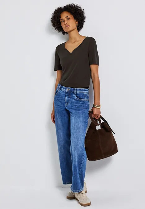 T-Shirt mit Herzausschnitt deep roast brown