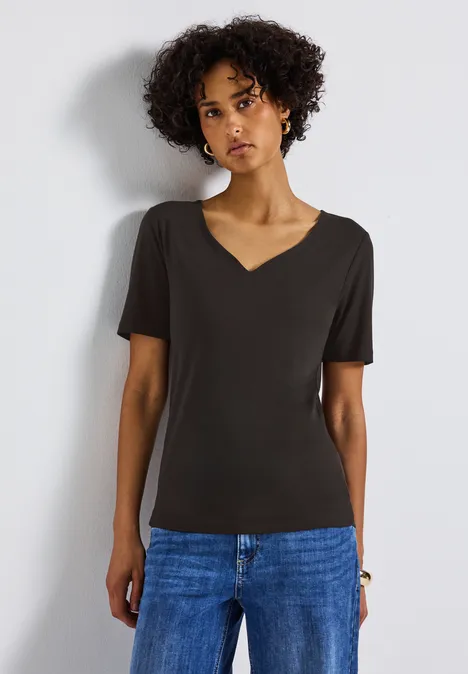T-Shirt mit Herzausschnitt deep roast brown T-Shirt mit Herzausschnitt deep roast brown