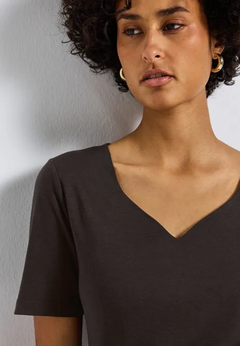T-Shirt mit Herzausschnitt deep roast brown T-Shirt mit Herzausschnitt deep roast brown
