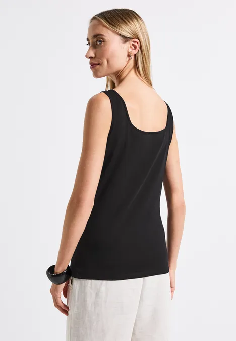 Basic Top mit Square Neck Black