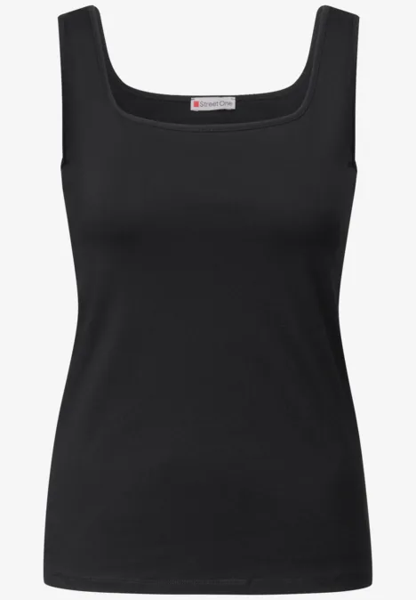 Basic Top mit Square Neck Black