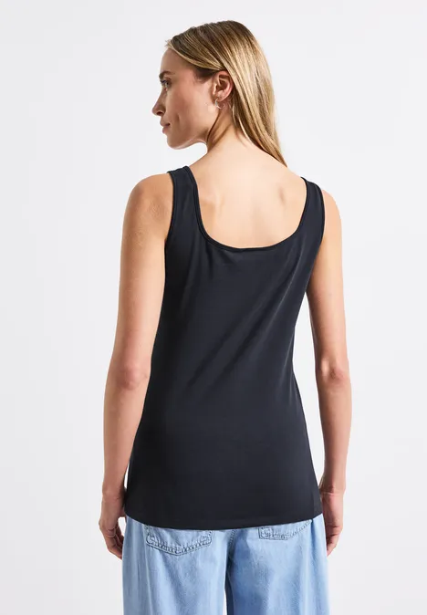 Basic Top mit Square Neck deepwater blue