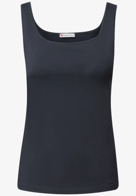 Basic Top mit Square Neck deepwater blue