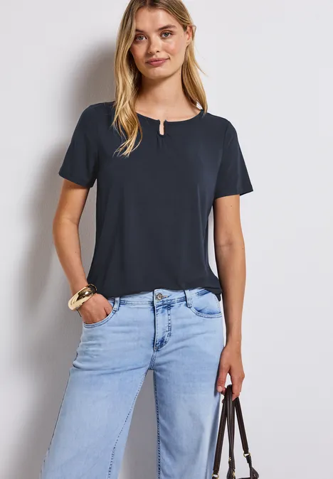 Jersey-Shirt mit Cut-Out deepwater blue