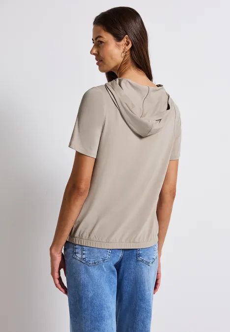T-Shirt mit Kapuze morning beige