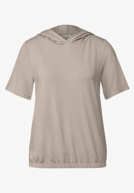 T-Shirt mit Kapuze morning beige