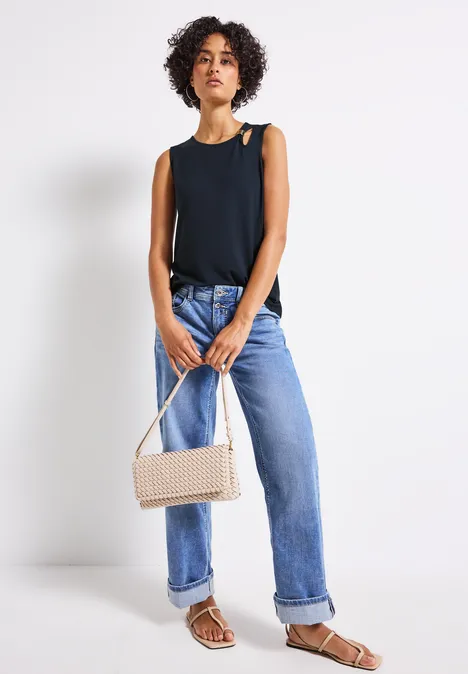 Top mit Cut-Out und Detail deepwater blue