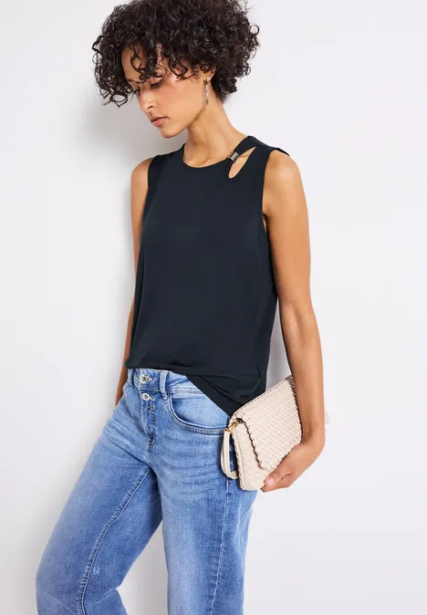 Top mit Cut-Out und Detail deepwater blue