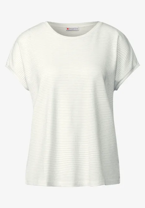 Shirt mit Glitzerstreifen off white