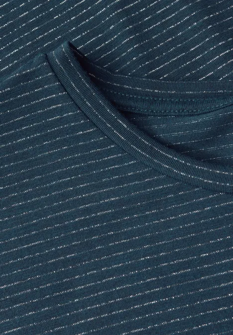 Shirt mit Glitzerstreifen tide blue