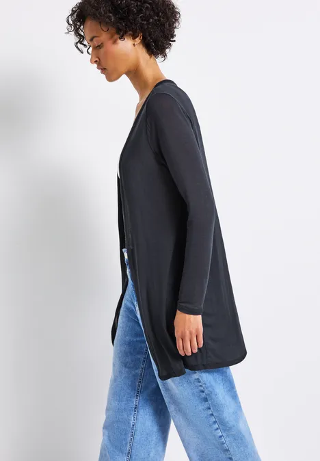 Lange offene Jacke deepwater blue